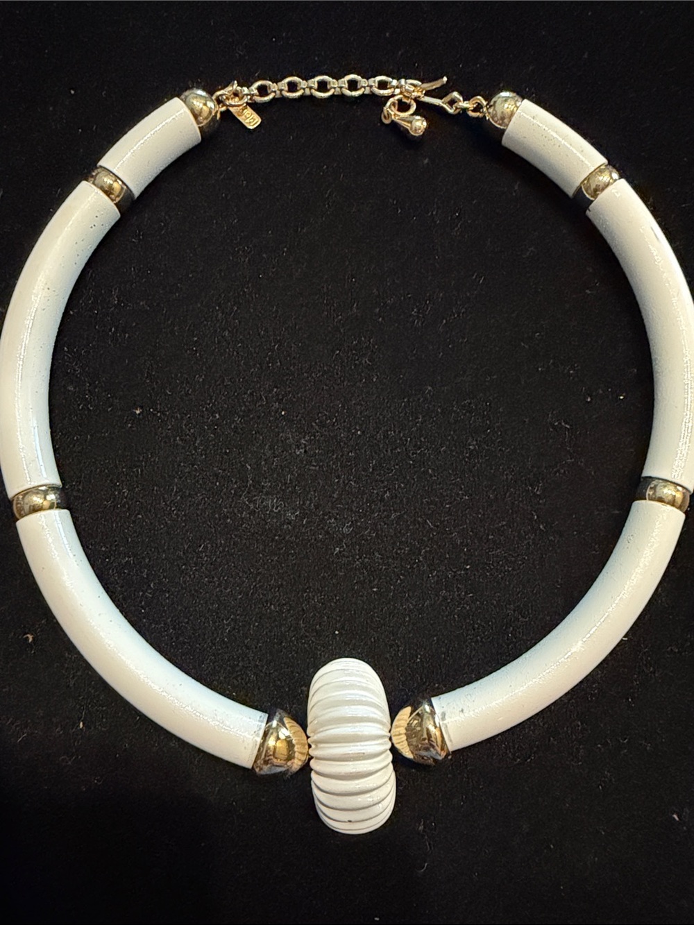 Rare MONET - White and Gold Statement Collar Necklace